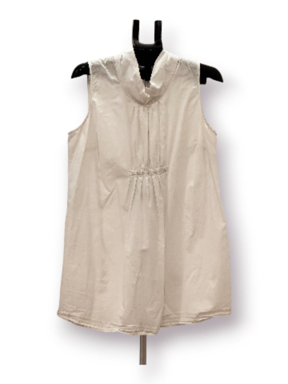 Alfani Woman White Sleeveless Shirt Dress Cotton Ruched Size 14W EUC